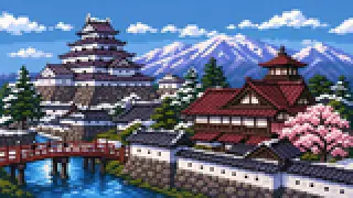 Pixel-art imaginary scene of Aizuppo and Aizukko: Aizuwakamatsu has more than one name for its people, from an old novel to a modern city declaration, sourced
