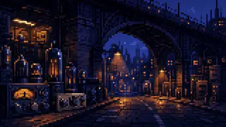 Pixel-art imaginary scene of Why did Akihabara become Electric Town? Follow postwar stalls, radio parts, and the railway arches that gave the district its early shape