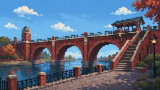Pixel-art imaginary scene of Read Akihabara through rail geography, from old Manseibashi Station to Electric Town Exit, Tsukuba Express, and Suehirocho Station