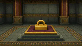 Pixel-art imaginary scene of Fukuoka as castle town, Hakata as merchant town