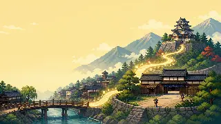 金森長近(かなもりながちか)を描いた架空のドット絵風景