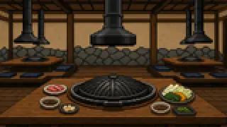 Pixel-art imaginary scene of Jingisukan, soup curry, Ishikari-nabe, seafood, three great ramen: a guide to Hokkaido's signature dishes, with origins and traits