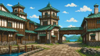 Pixel-art imaginary scene of Matsuura Takeshiro, the Kaitakushi, tondenhei, Clark, Capron: tracing the pioneering of Hokkaido and its key figures, from name to cities