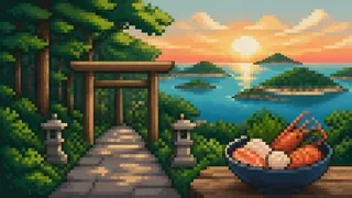 おはらい町を描いた架空のドット絵風景