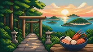 伊勢を描いた架空のドット絵風景