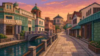 Pixel-art imaginary scene of Kajiyamachi raised two Restoration leaders