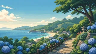 長谷寺を描いた架空のドット絵風景