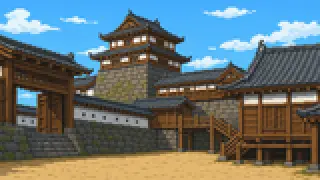 Pixel-art imaginary scene of The Kaga Domain was Edo Japan's wealthiest outside-lord domain
