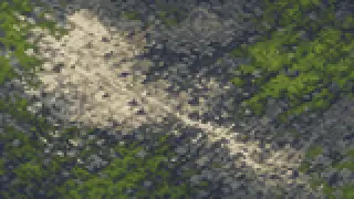Pixel-art imaginary scene of Kanazawa escaped WWII bombing intact