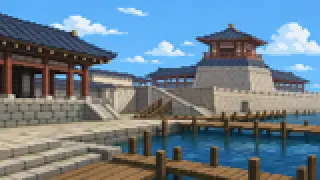 Pixel-art imaginary scene of Kobe was once a capital