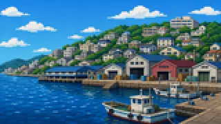 Pixel-art imaginary scene of Myodani, Egeyama, Kumoi