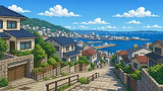 Pixel-art imaginary scene of "Kobekko" means someone from Kobe