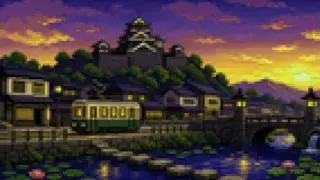 地下水の流れと暮らしの器を描いた架空のドット絵風景