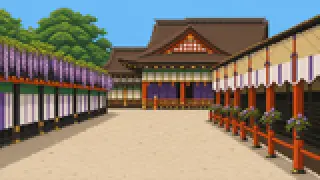 葵祭を描いた架空のドット絵風景
