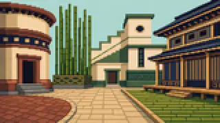 丸竹夷を描いた架空のドット絵風景