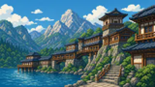 Pixel-art imaginary scene of Owa, Chikama, Tsuiji: Nagano is full of place names that defy their kanji