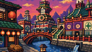 Pixel-art imaginary scene of Dagaya, tokin-tokin, yattokami: a guide to iconic Nagoya dialect expressions covering meaning, usage, and difference from standard Japanese