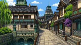 Pixel-art imaginary scene of Chikaramachi, Gokiso, Irinaka: a guide to Nagoya's trickiest place names, each explained with its correct reading and historical background