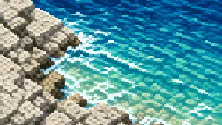 Pixel-art imaginary scene of Listed in 2000, the World Heritage "Gusuku Sites of the Kingdom of Ryukyu" has 9 components