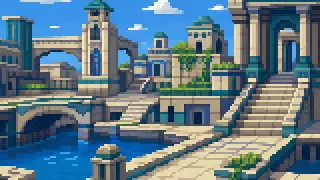 Pixel-art imaginary scene of Hanaten, Kireuriwari, Itachibori, Kisaichi