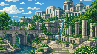 Pixel-art imaginary scene of Why is Sendai the "City of Trees" and an "Academic City"? From zelkova-lined Jozenji-dori to Tohoku University and Japan's first hydropower