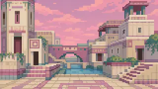 Pixel-art imaginary scene of Ayashi, Nigatake, Kagitori