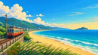 平塚市を描いた架空のドット絵風景