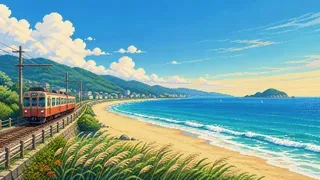藤沢市を描いた架空のドット絵風景