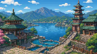 Pixel-art imaginary scene of Suwa, Suwa region, Suwa area, and Suwa sphere all name the same six towns; see how administrative lines and daily life diverge