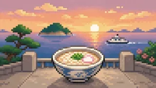 栗林公園を描いた架空のドット絵風景