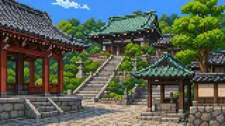 Pixel-art imaginary scene of Gumyōji, Nōkendai, Kami-ōoka, Hodogaya