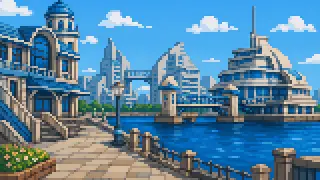 Pixel-art imaginary scene of "Hamakko" (浜っ子): a person born and raised in Yokohama