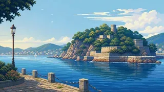 横須賀市を描いた架空のドット絵風景