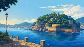 浦賀奉行所を描いた架空のドット絵風景