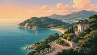 逗子を描いた架空のドット絵風景